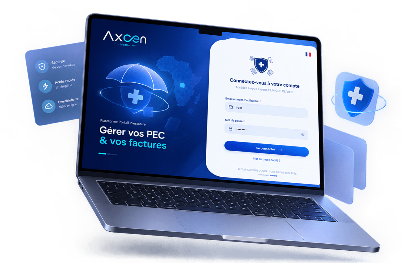 Portail prestataire AXCEN Network sur ordinateur portable : « Gérer vos PEC & vos factures »